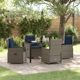 Set de Comedor Jardín de 5 Piezas Gris Poliratán de , Sillas de jardín - Ref: Foro24-3381032, Precio: 637,86 €, Descuento: %
