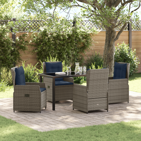 Set de Comedor Jardín de 5 Piezas Gris Poliratán de , Sillas de jardín - Ref: Foro24-3381032, Precio: 637,86 €, Descuento: %