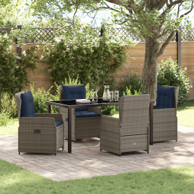 Set de Comedor de Jardín de 5 Piezas Poliratán Gris de , Sillas de jardín - Ref: Foro24-3381033, Precio: 653,87 €