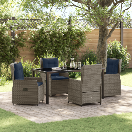 Set de Comedor de Jardín de 5 Piezas Poliratán Gris de , Sillas de jardín - Ref: Foro24-3381033, Precio: 653,87 €, Descuento: %