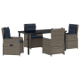 Set de Comedor de Jardín de 5 Piezas Poliratán Gris de , Sillas de jardín - Ref: Foro24-3381033, Precio: 653,87 €, Descuento: %