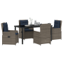 Set de Comedor de Jardín de 5 Piezas Poliratán Gris de , Sillas de jardín - Ref: Foro24-3381033, Precio: 653,87 €, Descuento: %
