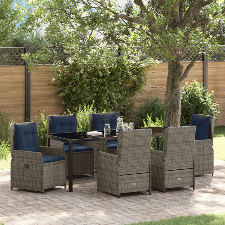 Set de comedor de jardín de 7 piezas de poliratán gris de , Sillas de jardín - Ref: Foro24-3381035, Precio: 935,21 €, Descuen...