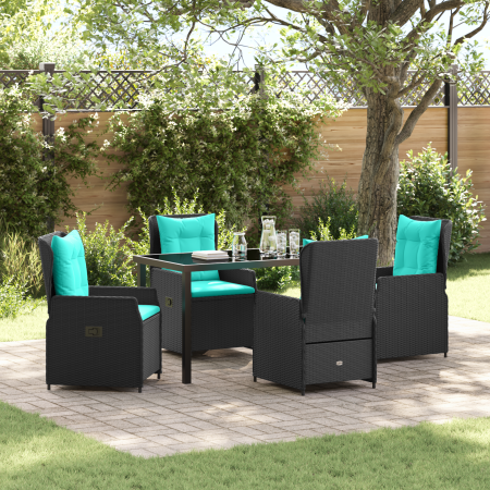Conjunto de comedor de jardín de 5 piezas en negro de poliratán de , Sillas de jardín - Ref: Foro24-3381039, Precio: 626,09 €...