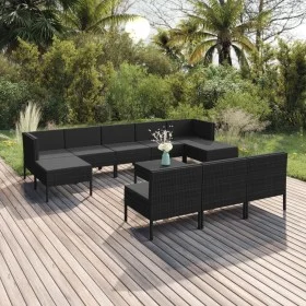 Gartenmöbel-Set 11-teilig und schwarze synthetische Rattankissen von vidaXL, Gartensets - Ref: Foro24-3094573, Preis: 919,21 ...