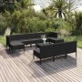 Set muebles de jardín 11 pzas y cojines ratán sintético negro de vidaXL, Conjuntos de jardín - Ref: Foro24-3094573, Precio: 9...