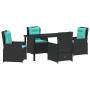 Conjunto de comedor de jardín de 5 piezas en negro de poliratán de , Sillas de jardín - Ref: Foro24-3381039, Precio: 626,09 €...