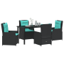 Conjunto de comedor de jardín de 5 piezas en negro de poliratán de , Sillas de jardín - Ref: Foro24-3381039, Precio: 626,09 €...