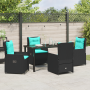 Conjunto de comedor de jardín de 5 piezas en negro de poliratán de , Sillas de jardín - Ref: Foro24-3381039, Precio: 626,09 €...