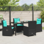 Conjunto de Comedor de Jardín de 5 Piezas Poliratán Negro de , Sillas de jardín - Ref: Foro24-3381040, Precio: 642,10 €, Desc...