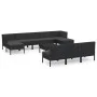 Set muebles de jardín 11 pzas y cojines ratán sintético negro de vidaXL, Conjuntos de jardín - Ref: Foro24-3094573, Precio: 9...