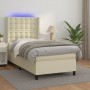Cama box spring colchón y LED cuero sintético crema 100x200 cm