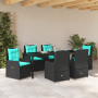 Juego de Comedor de Jardín de 7 Piezas Poliratán Negro de , Sillas de jardín - Ref: Foro24-3381042, Precio: 917,54 €, Descuen...