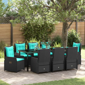 Set de Comedor de Jardín de 9 Piezas Poliratán Negro de , Sillas de jardín - Ref: Foro24-3381043, Precio: 1,00 €, Descuento: %