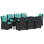 Set de Comedor de Jardín de 9 Piezas Poliratán Negro de , Sillas de jardín - Ref: Foro24-3381043, Precio: 1,00 €, Descuento: %