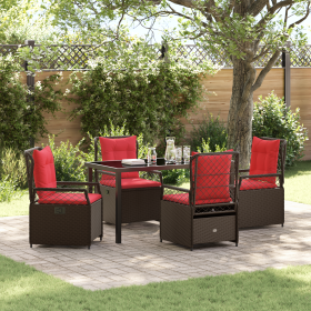 Set de Comedor de Jardín de 5 Piezas Rattan PE Marrón de , Sillas de jardín - Ref: Foro24-3381046, Precio: 649,89 €
