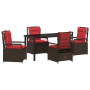 Set de Comedor de Jardín de 5 Piezas Rattan PE Marrón de , Sillas de jardín - Ref: Foro24-3381046, Precio: 649,89 €, Descuent...