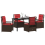 Set de Comedor de Jardín de 5 Piezas Rattan PE Marrón de , Sillas de jardín - Ref: Foro24-3381046, Precio: 649,89 €, Descuent...