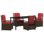 Set de Comedor de Jardín de 5 Piezas Marrón de Rattan Poliéster de , Sillas de jardín - Ref: Foro24-3381047, Precio: 665,95 €...