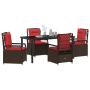 Set de Comedor de Jardín de 5 Piezas Marrón de Rattan Poliéster de , Sillas de jardín - Ref: Foro24-3381047, Precio: 665,95 €...