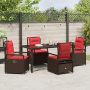 Set de Comedor de Jardín de 5 Piezas Marrón de Rattan Poliéster de , Sillas de jardín - Ref: Foro24-3381047, Precio: 665,95 €...
