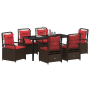 Set de Comedor de Jardín de 7 Piezas Ratán Poli Marrón | Foro24.es | Tu tienda online para hogar, jardín y más Foro24.es