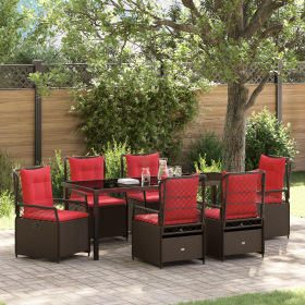 Juego de Comedor de Jardín de 7 Piezas Marrón de Poliratán de , Sillas de jardín - Ref: Foro24-3381049, Precio: 952,95 €, Des...
