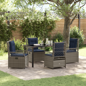 Juego de comedor de jardín de 5 piezas de rattan plástico gris de , Sillas de jardín - Ref: Foro24-3381053, Precio: 649,89 €