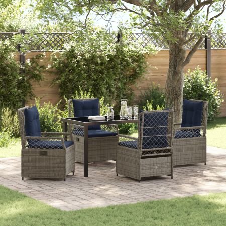 Juego de comedor de jardín de 5 piezas de rattan plástico gris de , Sillas de jardín - Ref: Foro24-3381053, Precio: 649,89 €,...