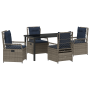 Juego de comedor de jardín de 5 piezas de rattan plástico gris de , Sillas de jardín - Ref: Foro24-3381053, Precio: 649,89 €,...