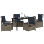 Juego de comedor de jardín de 5 piezas de rattan plástico gris de , Sillas de jardín - Ref: Foro24-3381053, Precio: 649,89 €,...