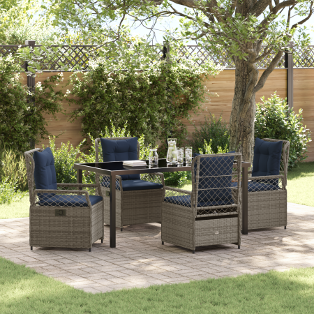 Conjunto de Comedor de Jardín de 5 Piezas Rattan Poliéster Gris de , Sillas de jardín - Ref: Foro24-3381054, Precio: 665,95 €...