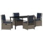 Conjunto de Comedor de Jardín de 5 Piezas Rattan Poliéster Gris de , Sillas de jardín - Ref: Foro24-3381054, Precio: 665,95 €...