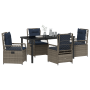 Conjunto de Comedor de Jardín de 5 Piezas Rattan Poliéster Gris de , Sillas de jardín - Ref: Foro24-3381054, Precio: 665,95 €...