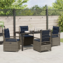 Conjunto de Comedor de Jardín de 5 Piezas Rattan Poliéster Gris de , Sillas de jardín - Ref: Foro24-3381054, Precio: 665,95 €...