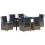 Set de Comedor de Jardín de 7 Piezas Gris Poliratán de , Sillas de jardín - Ref: Foro24-3381055, Precio: 930,18 €, Descuento: %
