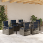 Set de Comedor de Jardín de 7 Piezas Gris Poliratán de , Sillas de jardín - Ref: Foro24-3381055, Precio: 930,18 €, Descuento: %