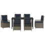 Set de Comedor de Jardín de 7 Piezas Gris Poliratán de , Sillas de jardín - Ref: Foro24-3381055, Precio: 930,18 €, Descuento: %