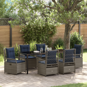 Conjunto de Comedor de Jardín de 7 Piezas Rattan Poligris de , Sillas de jardín - Ref: Foro24-3381056, Precio: 952,95 €, Desc...