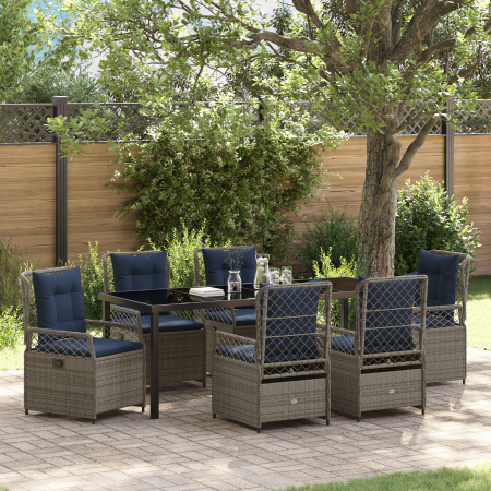 Conjunto de Comedor de Jardín de 7 Piezas Rattan Poligris de , Sillas de jardín - Ref: Foro24-3381056, Precio: 952,95 €, Desc...