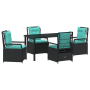 Juego de Comedor de Jardín de 5 Piezas Negras de Poliratán de , Sillas de jardín - Ref: Foro24-3381060, Precio: 637,69 €, Des...