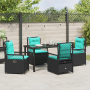Juego de Comedor de Jardín de 5 Piezas Negras de Poliratán de , Sillas de jardín - Ref: Foro24-3381060, Precio: 637,69 €, Des...