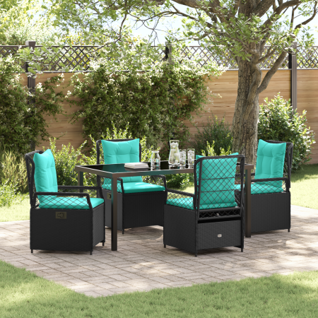 Conjunto de Comedor de Jardín de 5 Piezas de Poliratán Negro de , Sillas de jardín - Ref: Foro24-3381061, Precio: 653,71 €, D...