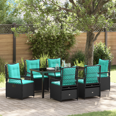 Conjunto de Comedor de Jardín de 7 Piezas Poliratán Negro de , Sillas de jardín - Ref: Foro24-3381062, Precio: 911,86 €, Desc...