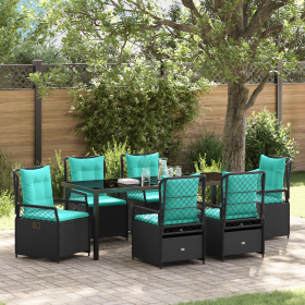 Juego de Comedor de Jardín de 7 Piezas de Poliratán Negro de , Sillas de jardín - Ref: Foro24-3381063, Precio: 934,63 €, Desc...