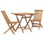 Set de Bistro de Jardín Plegable de 3 Piezas de Madera Acacia