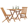 Set de Bistro de Jardín Plegable de 3 Piezas de Madera Acacia