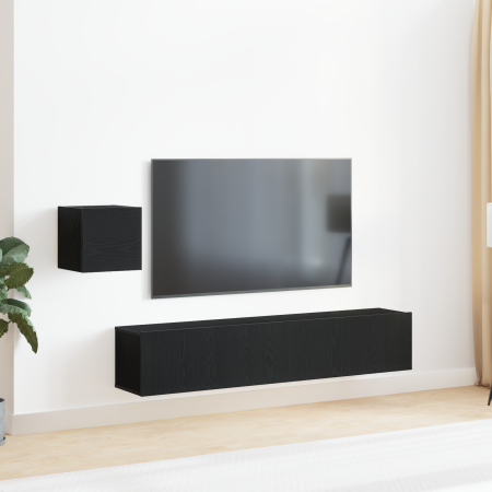 Juego de 4 piezas de muebles para TV de de roble negro y madera elaborada de , Muebles TV - Ref: Foro24-3393178, Precio: 145,...