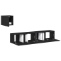 Juego de 4 piezas de muebles para TV de de roble negro y madera elaborada de , Muebles TV - Ref: Foro24-3393178, Precio: 145,...