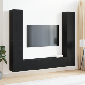 Juego de muebles para TV de 6 piezas montados en la pared de roble negro y de madera engineered de , Muebles TV - Ref: Foro24...